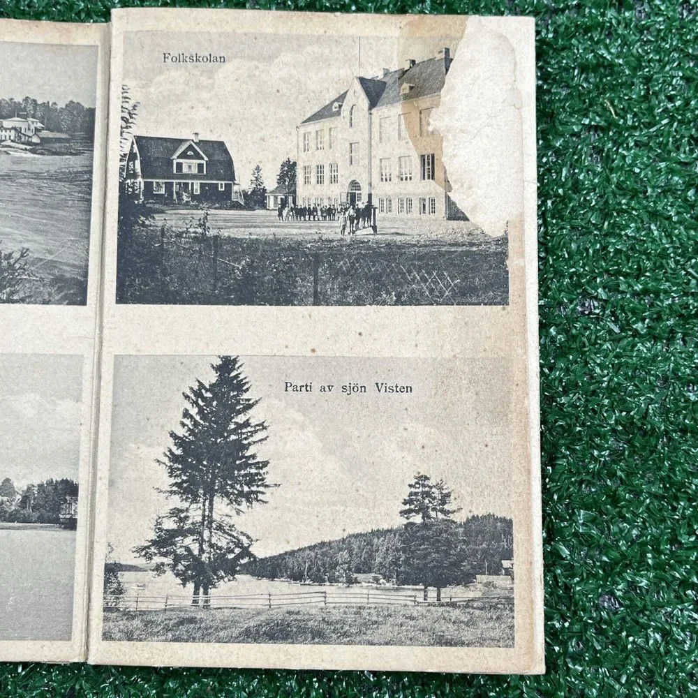 Vintage Sweden Accordion Folding Post Card‎ Parti av Deje, Affarsgatan Dejefors